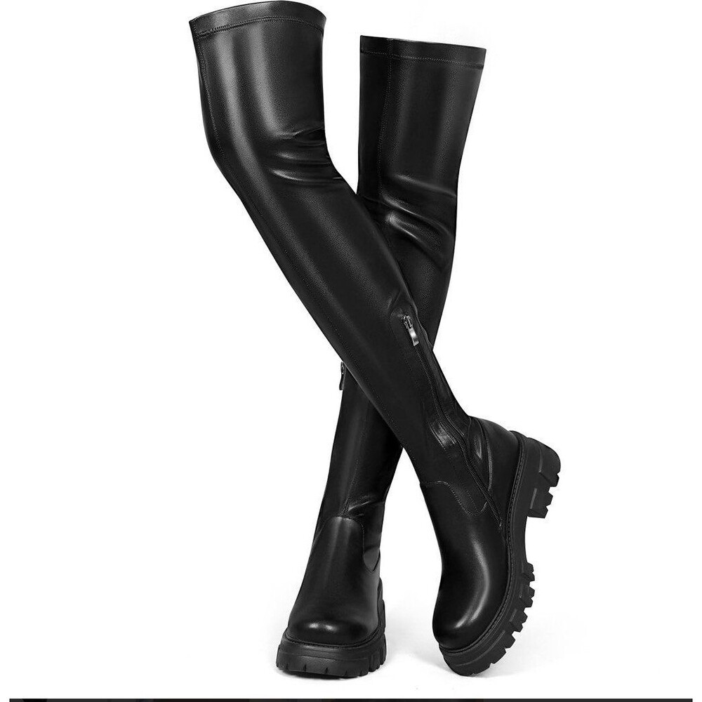 CouieCuies Black Thigh High Boots For Women Platform Over The Knee High Boots 9
